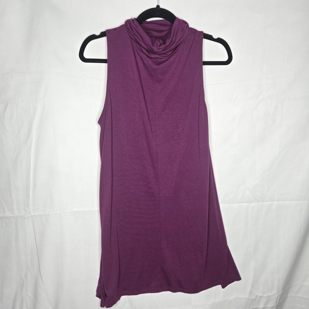 Large STYLUS Plum Sleeveless Cowl Neck Tunic Relaxed Fit Casual Minimalist